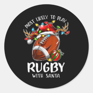 Sticker Rond Plus Susceptible De Jouer Au Rugby Avec Le Père No