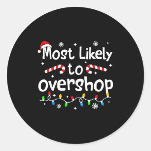 Sticker Rond Plus susceptible de trop magasiner Shopping C-Noël