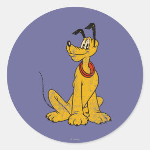 Sticker Rond Pluto   Vintage et dévêtu