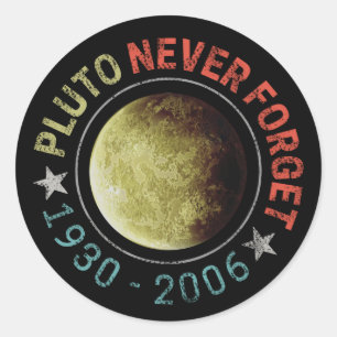 Sticker Rond Pluton n'oublie jamais la planète spatiale 1930-20