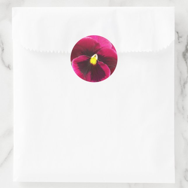 Sticker Rond Plutôt Purple Pansy Floral (Sac)