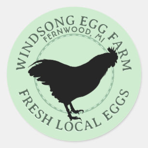 Sticker Rond Plymouth Rock Hen Oeufs locaux frais Carton Étique