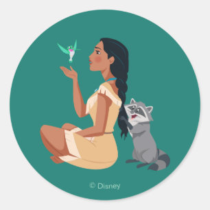 Sticker Rond Pocahontas et Pals Amitié forestière
