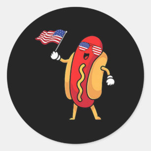Sticker Rond Poche de hot-dog drapeau américain liberté patriot
