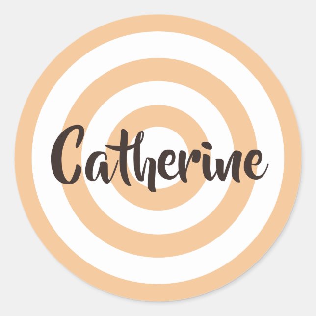Sticker Rond Poche et cercles blancs Nom Brown foncé (Devant)