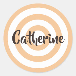 Sticker Rond Poche et cercles blancs Nom Brown foncé