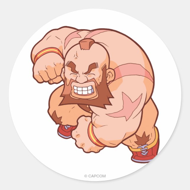 Sticker Rond Poche Fighter Zangief 2 (Devant)
