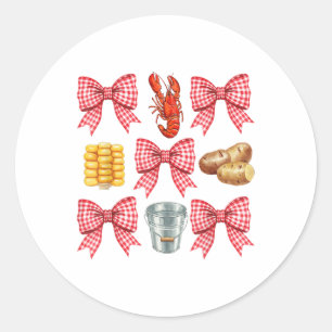 Sticker Rond Poche rose Cute Coquette Crawfish Boil Y2k Girl Ae