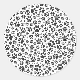 Sticker Rond Poches de chien noir et blanc Poka Dot