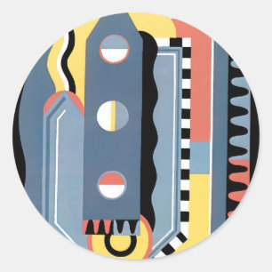 Sticker Rond Pochoir Art Déco vintage Jazz Motifs géométriques