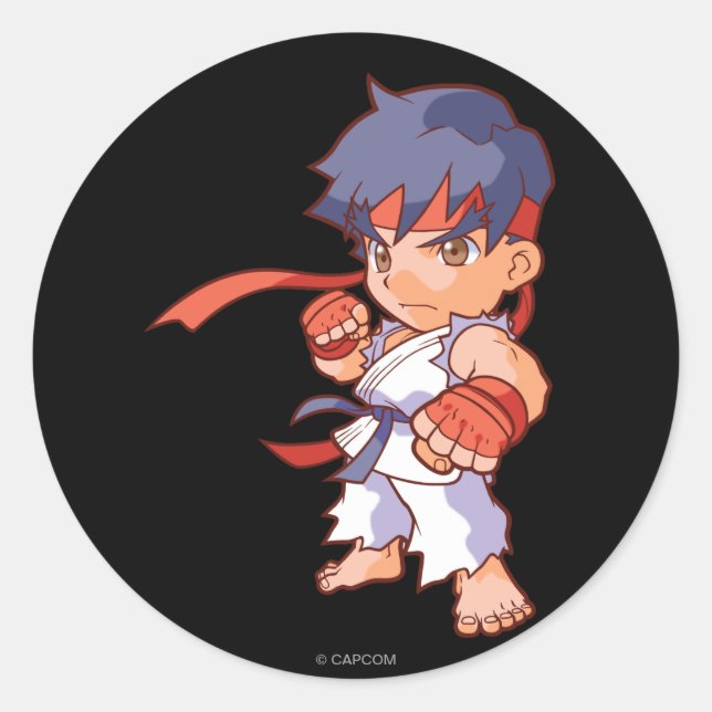Sticker Rond Pocket Fighter Ryu (Devant)