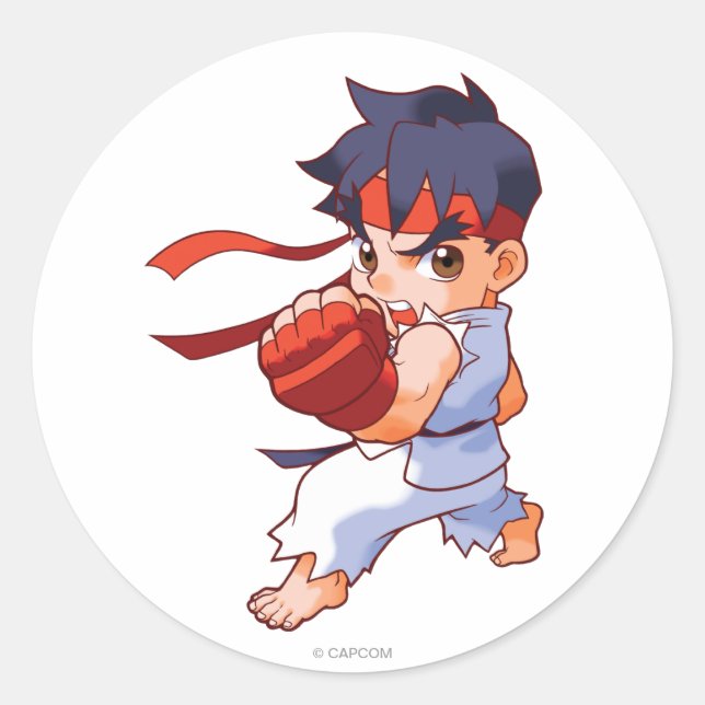 Sticker Rond Pocket Fighter Ryu 2 (Devant)