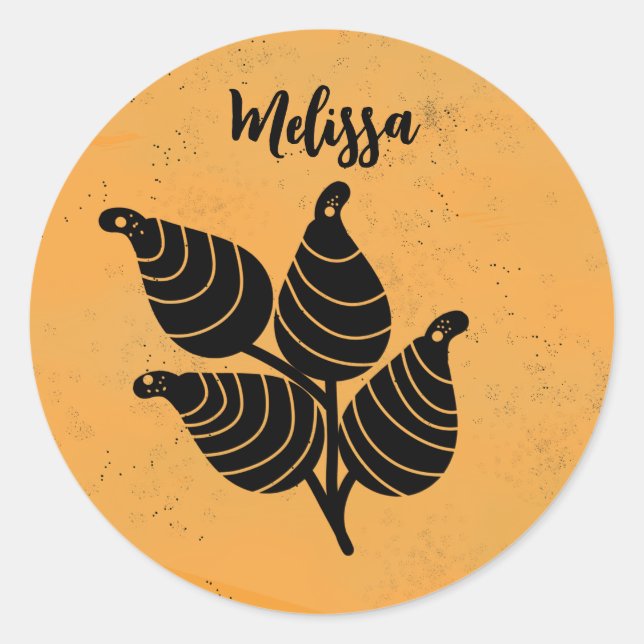 Sticker Rond Pod à graines botaniques (Devant)