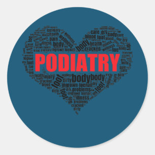 Sticker Rond Podiatrie Forme cardiaque Mot Cloud Foot docteur