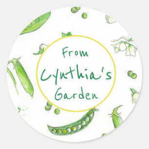 Sticker Rond Pods De Pois Vert Végétable Du Jardin De