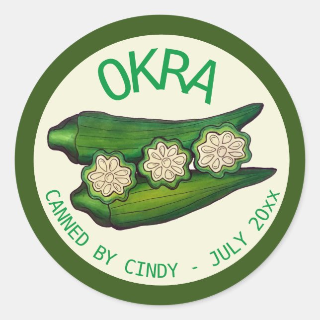 Sticker Rond Pods Okra Veggie Vegetable Gumbo Canned By (Devant)