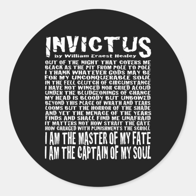 Sticker Rond Poème Invictus (Devant)