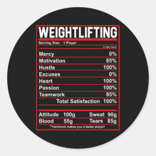 Sticker Rond Poids amusant Nutrition Facts Bodybuilding