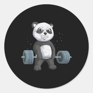 Sticker Rond Poids de l'ours Panda Remise en forme Fitness