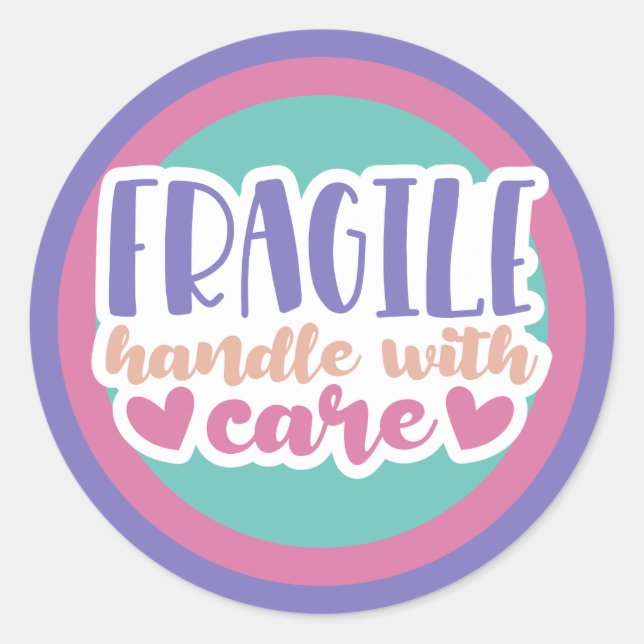 Sticker Rond Poignée fragile avec précaution - couleurs personn (Devant)