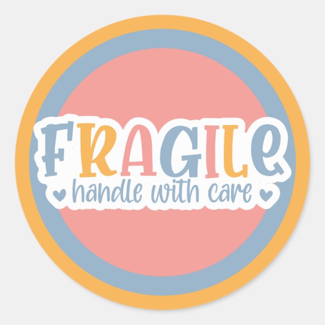 Sticker Rond Poignée Fragile Avec Soin (Devant)
