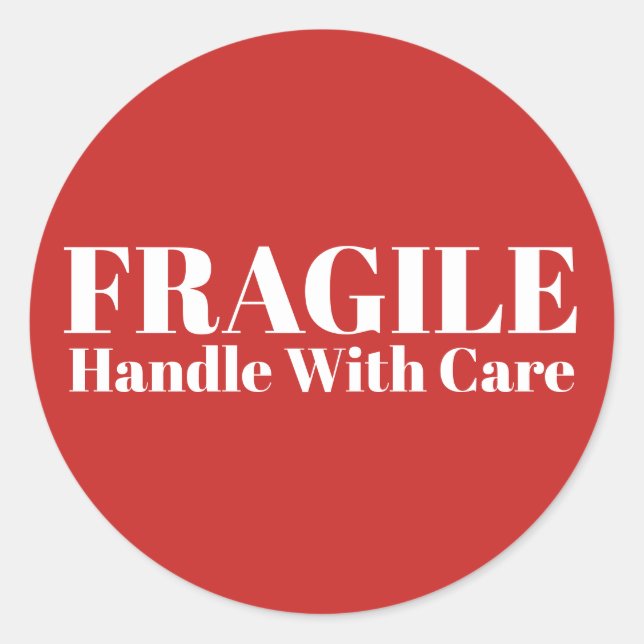 Sticker Rond Poignée Fragile Avec Soin (Devant)
