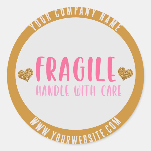Sticker Rond Poignée fragile avec voiture Custom Business (Devant)