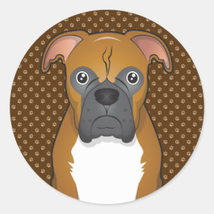 Sticker Rond Poignées de dessin de chien de boxe