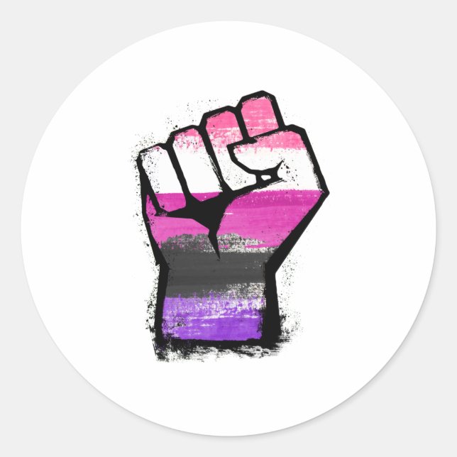 Sticker Rond Poing de protestation de genre (Devant)