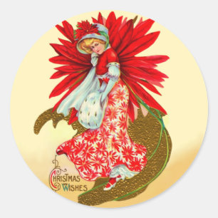 Sticker Rond Poinsettia fille