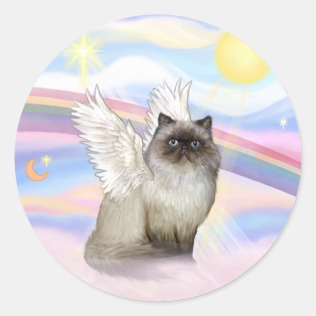 Sticker Rond Point Chocolat Himalaya Chat Angel (Devant)
