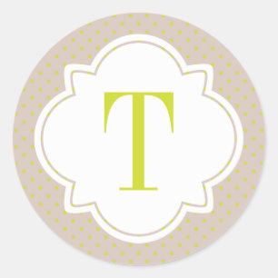 Sticker Rond Point de polka et monogramme simple de lettre de