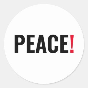 Sticker Rond Point d'exclamation de paix blanc noir rouge anti-