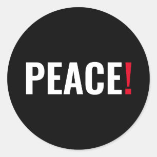 Sticker Rond Point d'exclamation de paix noir blanc rouge anti-