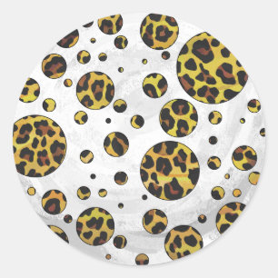 Sticker Rond Pointe Leopard Brown et Jaune