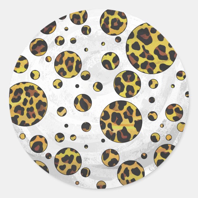 Sticker Rond Pointe Leopard Brown et Jaune (Devant)