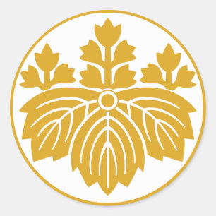 Sticker Rond Pointed-leaf Paulownia with 53 blooms in rice cake