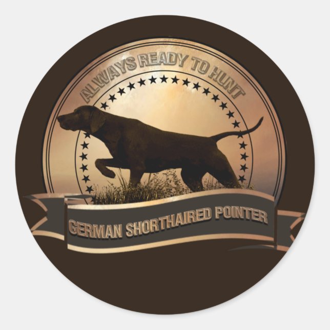 Sticker Rond Pointeur à poils courts allemand, Poster de Tapiss (Devant)