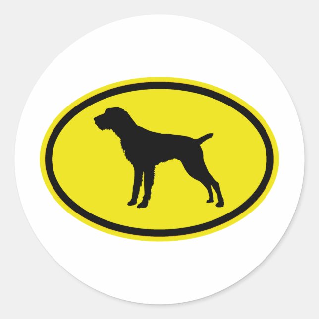 Sticker Rond Pointeur À poils durs allemand (Devant)