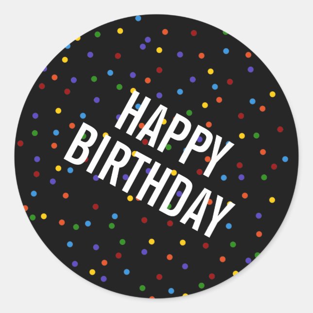 Sticker Rond Points Arc-en-ciel Noir heureux Motif d'anniversai (Devant)