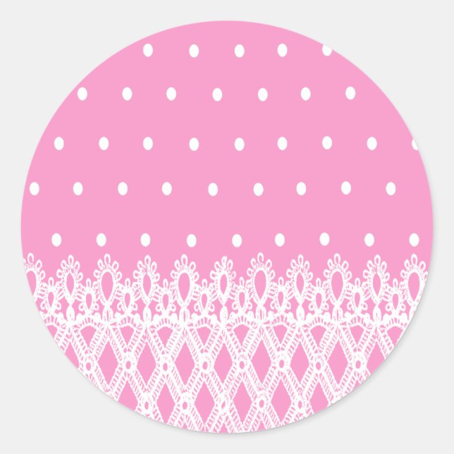 Sticker Rond Points blancs doux rose arrière - plan blanc motif (Devant)