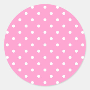 Sticker Rond Points blancs, Motif Pois rose.