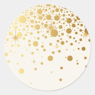 Sticker Rond Points Confetti Faux Gold Foil   Vintage ivoire