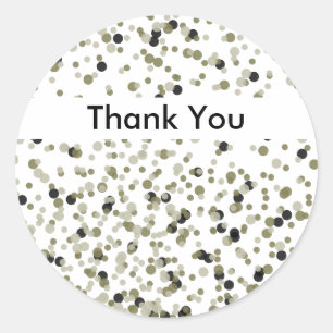 Sticker Rond Points Confetti Noir Or merci