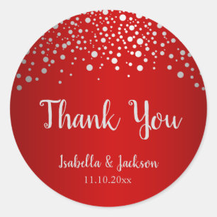 Sticker Rond Points confetti rouge foncé et argent