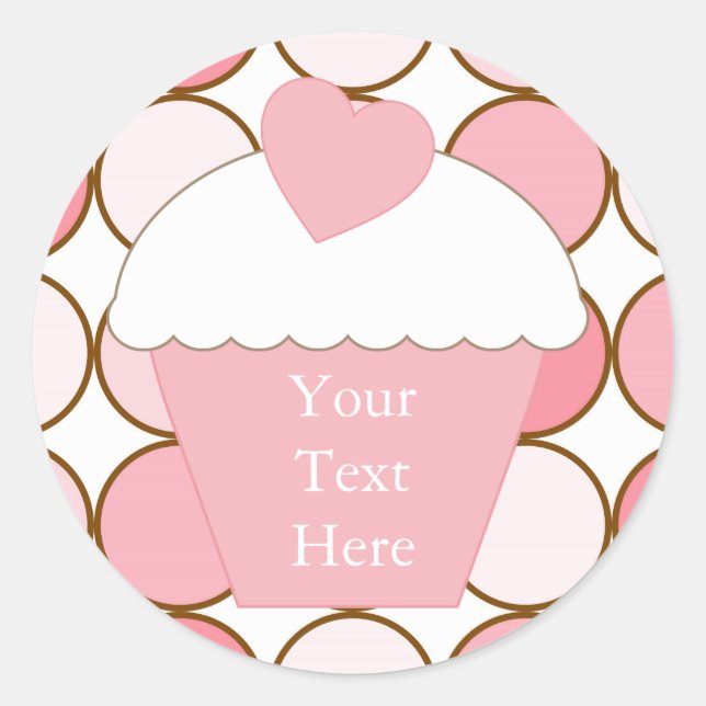 Sticker Rond Points Cupcake Roses (Devant)