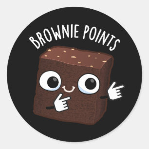 Sticker Rond Points de brownie Snack drôle Pun Fond sombre