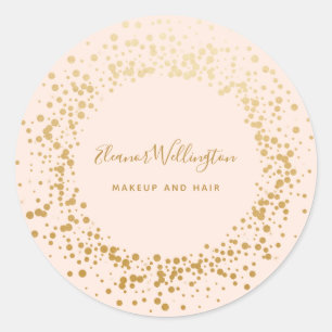 Sticker Rond Points de Confetti en or bleu rose  