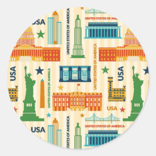 Sticker Rond Points de repère des États-Unis d'Amérique