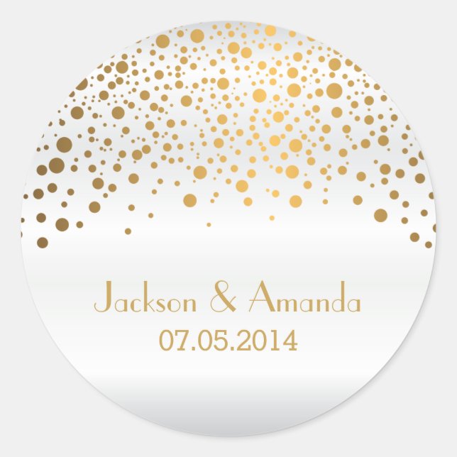 Sticker Rond Points d'or sur satin blanc | Personnaliser (Devant)